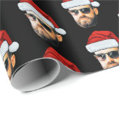 Personalised Face Santa Hat Gift Wrap, Funny Face Cadeaupapier (Rol Hoek)