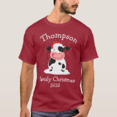 Personalised Family Christmas Cow Santa T-shirt (Voorkant)