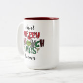 personalised family Christmas rate Tweekleurige Koffiemok (Voorkant links)