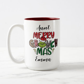 personalised family Christmas rate Tweekleurige Koffiemok