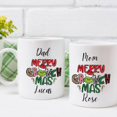personalised family Christmas rate Tweekleurige Koffiemok