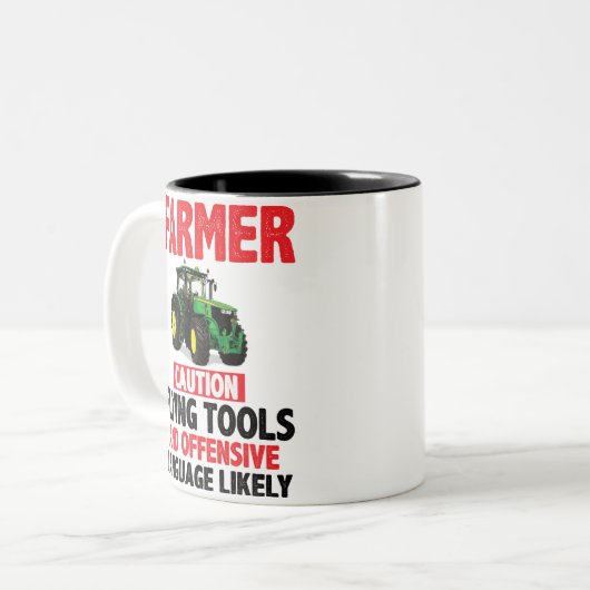 Personalised FARMER 'Mug' Tweekleurige Koffiemok (Voorkant links)