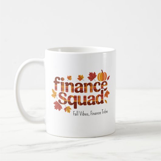 Personalised Finance Squad – Herfsttypografie Koffiemok (Links)
