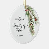 Personalised First Christmas as a Family of Three Keramisch Ornament (Rechts)