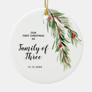 Personalised First Christmas as a Family of Three Keramisch Ornament