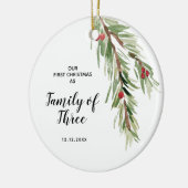 Personalised First Christmas as a Family of Three Keramisch Ornament (Links)
