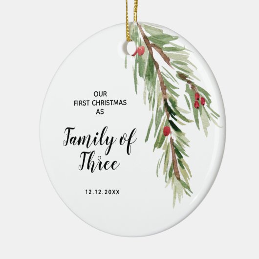 Personalised First Christmas as a Family of Three Keramisch Ornament (Links)
