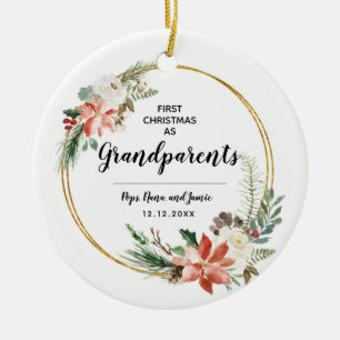 Personalised First Christmas as Grandouders Keramisch Ornament