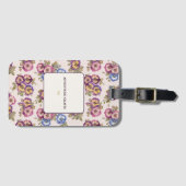 Personalised Floral Luggage Tag | Adventure Awaits Bagagelabel (Voorkant (horizontaal))