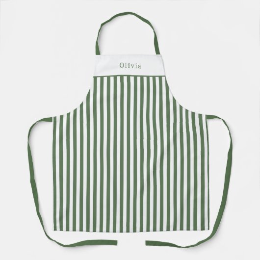 Personalised Forest Green Stripe Pattern Apron (M) Schort (Voorkant)