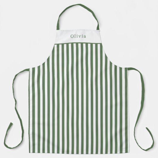 Personalised Forest Green Stripe Pattern Apron Schort (Voorkant)