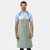 Personalised Forest Green Stripe Pattern Apron Schort (Gedragen)