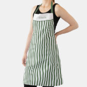 Personalised Forest Green Stripe Pattern Apron Schort (Insitu)