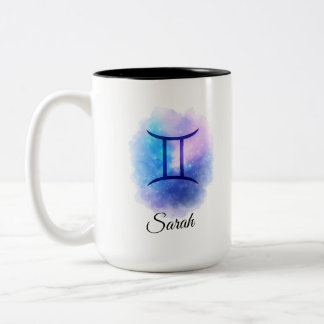 Personalised Gemini Mug Gift for Birthday, Star  Tweekleurige Koffiemok