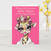 Personalised Glam Giraffe Folded Greeting Card Kaart (Gele Bloem)