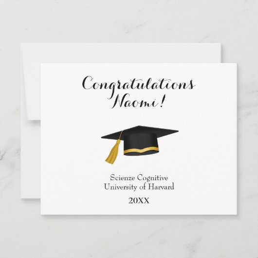 Personalised graduation card, card with mortar cap notitiekaartje (Voorkant)