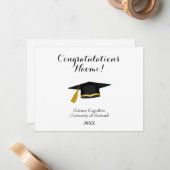 Personalised graduation card, card with mortar cap notitiekaartje (Voorkant / Achterkant in situ)