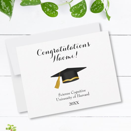 Personalised graduation card, card with mortar cap notitiekaartje