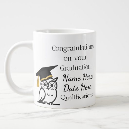 Personalised Graduation Gift for Her – Custom Name Grote Koffiekop (Links)