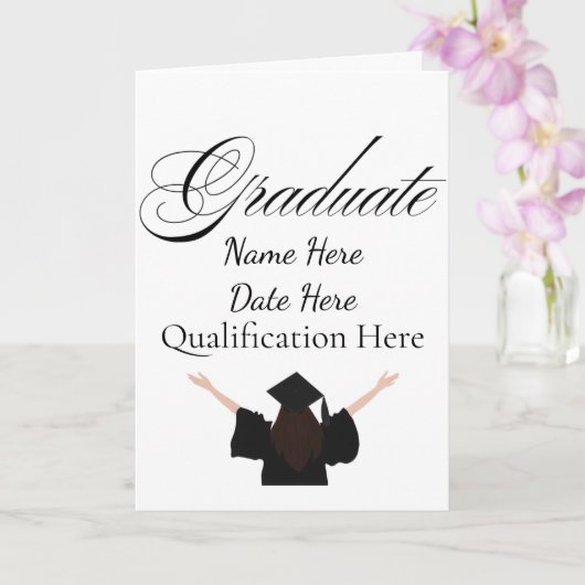 Personalised Graduation Name, Custom Gift for her Kaart (Orchidee)