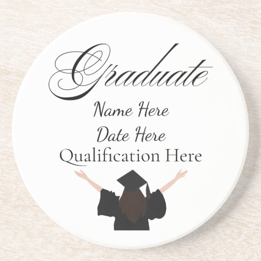 Personalised Graduation Name, Custom Gift for her Zandsteen Onderzetter (Voorkant)
