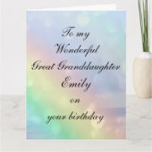 Personalised Great Granddaughter Birthday Kaart (Voorkant)
