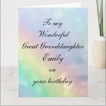 Personalised Great Granddaughter Birthday Kaart<br><div class="desc">Beautiful Personalised Happy Birthday Great Granddaughter Greeting Card.</div>