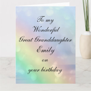 Personalised Great Granddaughter Birthday Kaart