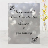 Personalised Great Granddaughter Birthday Kaart (Gele Bloem)