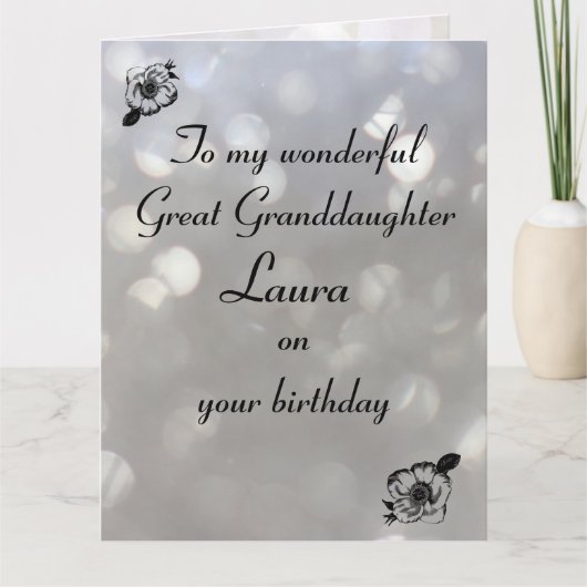 Personalised Great Granddaughter Birthday Kaart (Voorkant)