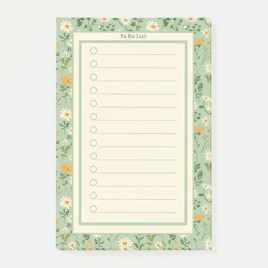 Personalised Green Floral Botanical To Do List. Post-it® Notes (Voorkant)