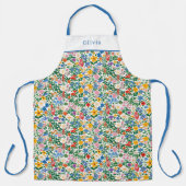 Personalised Happy Flowers Floral Pattern Apron. Schort (Voorkant)
