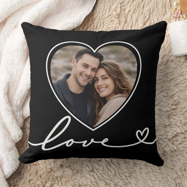 Personalised Heart Photo Pillow With Love Script Kussen (Deken)