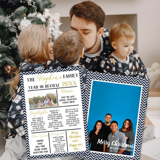 Personalised Holiday Keepsake Card Year in Review Kaart