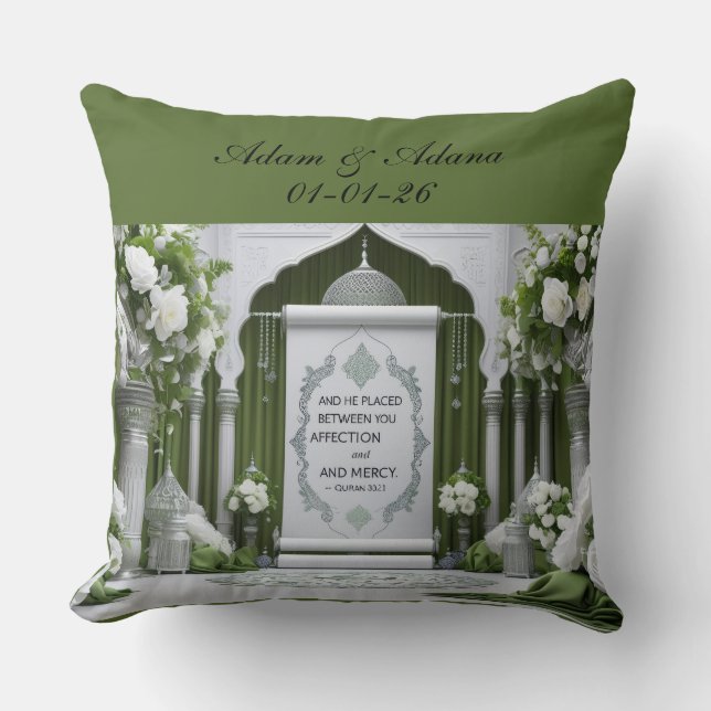 Personalised Islamic Bridal Throw Pillow Kussen (Voorkant)