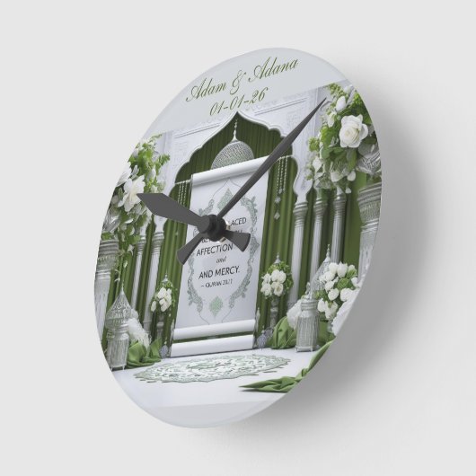 Personalised Islamic Bridal Wall Clock Ronde Klok (Hoek)