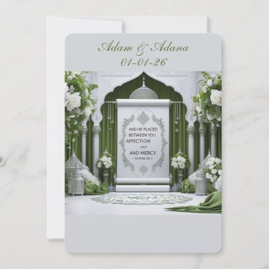Personalised Islamic Wedding Invitation Kaart (Voorkant)