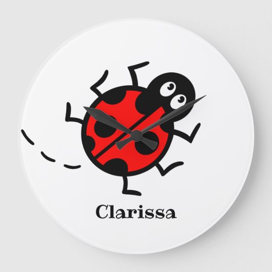 Personalised Ladybird Pattern Wall Clock Grote Klok (Voorkant)