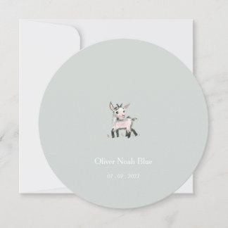 Personalised Little Goat Baby Birth Announcement. Kaart