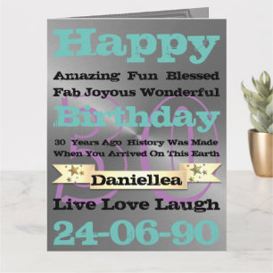 Personalised Luxury Birthday Words Happy Birthday Kaart