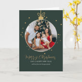 Personalised luxury modern family photo Christmas  Kaart (Gele Bloem)