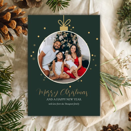 Personalised luxury modern family photo Christmas  Kaart