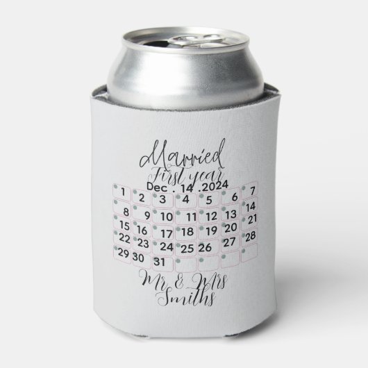 Personalised Married Calendar Date Ceramic Blikjeskoeler (Blikje Voorkant)