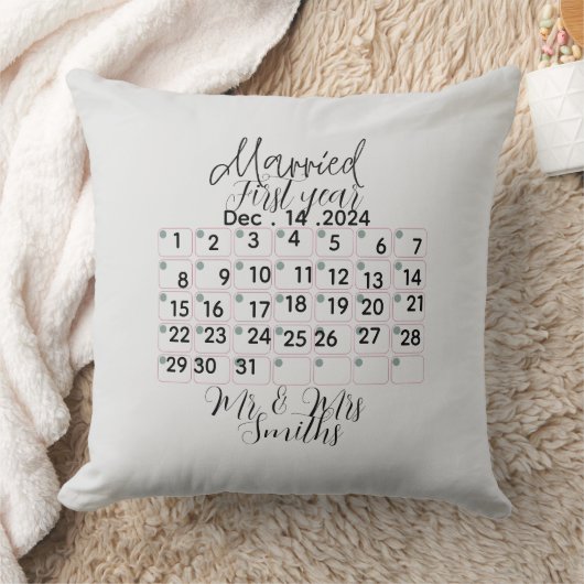 Personalised Married Calendar Date  Kussen (Deken)