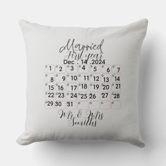 Personalised Married Calendar Date  Kussen (Voorkant)