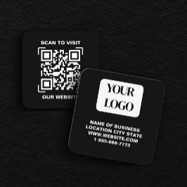 PERSONALISED Modern Black and QR CodeBusiness Card Vierkante Visitekaartje