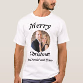 Personalised Modern Merry Christmas photo  T-shirt (Voorkant)