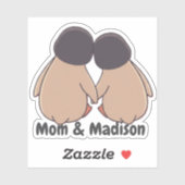 Personalised Mom & Daughter Cute Penguin Sticker (Vel)