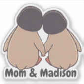 Personalised Mom & Daughter Cute Penguin Sticker (Voorkant)