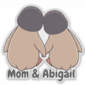 Personalised Mom & Daughter Cute Penguin Sticker (Voorkant)